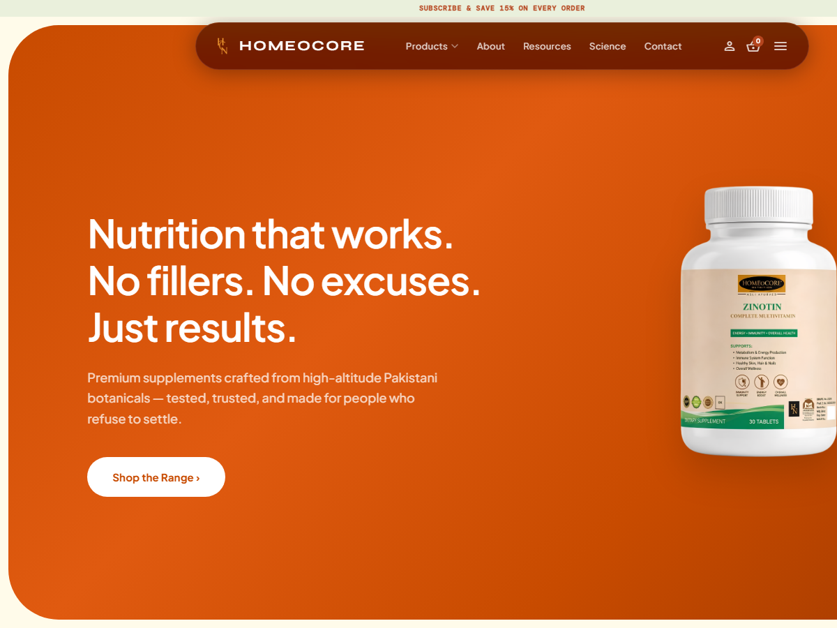 HomeoCore Nutrition - Functional Botanical Health & Wellness E-Commerce